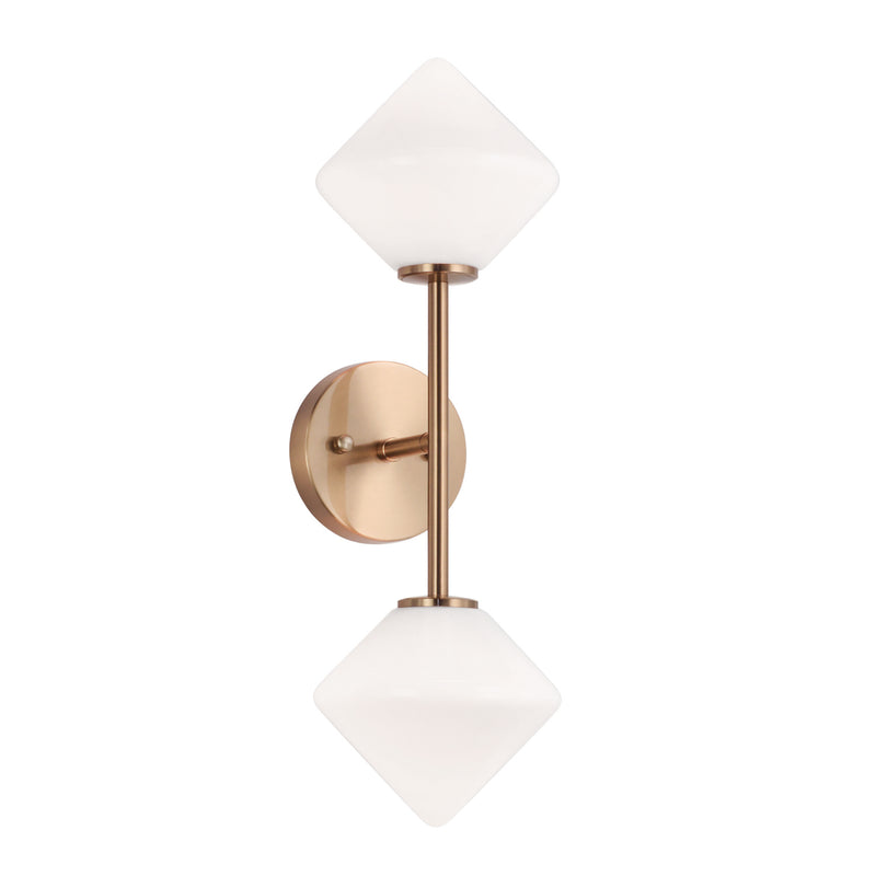 Matteo Lighting W81742AGOP Two Light Wall Sconce, Aged Gold Brass