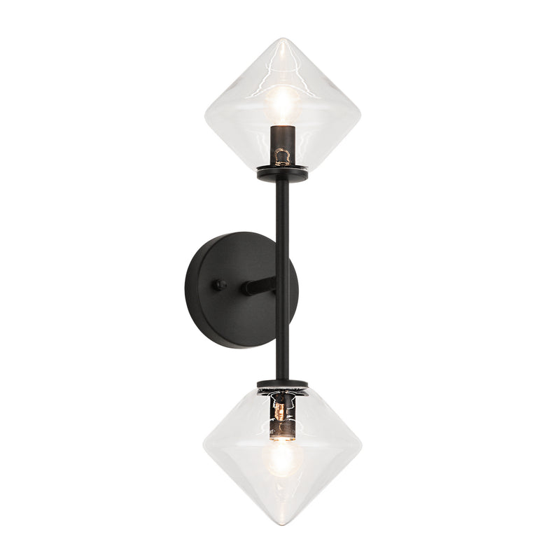 Matteo Lighting W81742BKCL Two Light Wall Sconce, Black