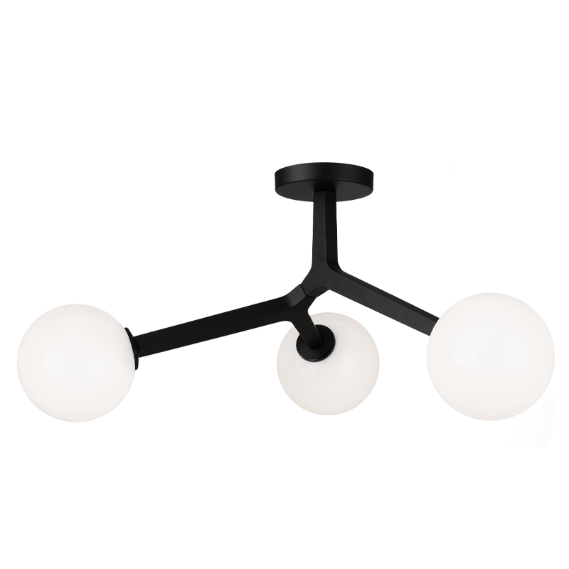 Matteo Lighting X81503BKOP Three Light Ceiling Mount, Black