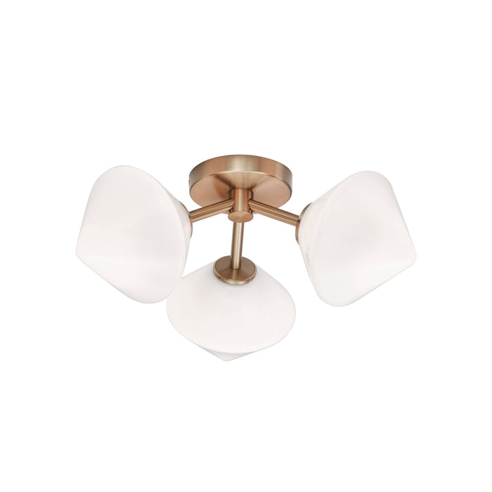 Matteo Lighting X81743AGOP Three Light Ceiling Mount, Aged Gold Brass