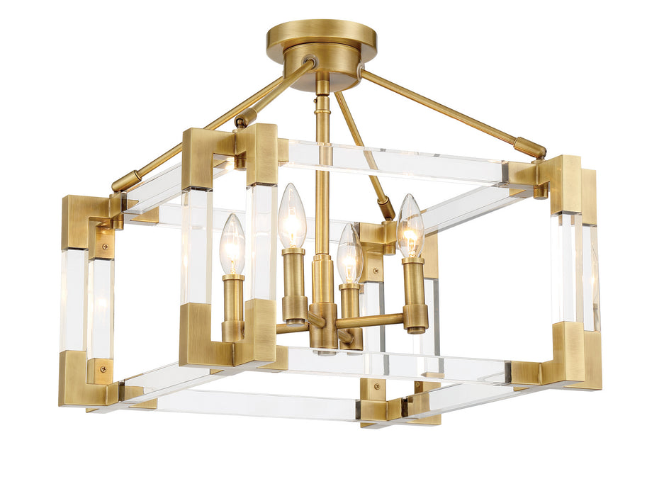 Metropolitan N7353-790 Four Lights Semi Flush Mount, Aged Antique Brass