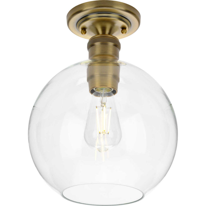 Progress Lighting P350046-163 One Light Flush Mount, Vintage Brass