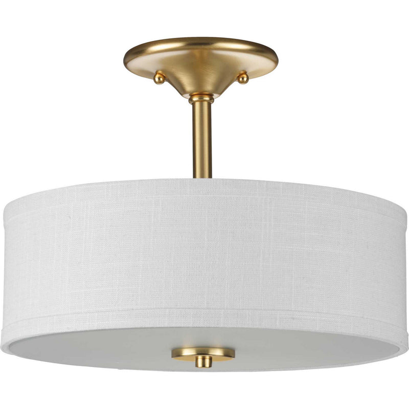 Progress Lighting P350129-012 Two Light Semi-Flush Mount, Satin Brass