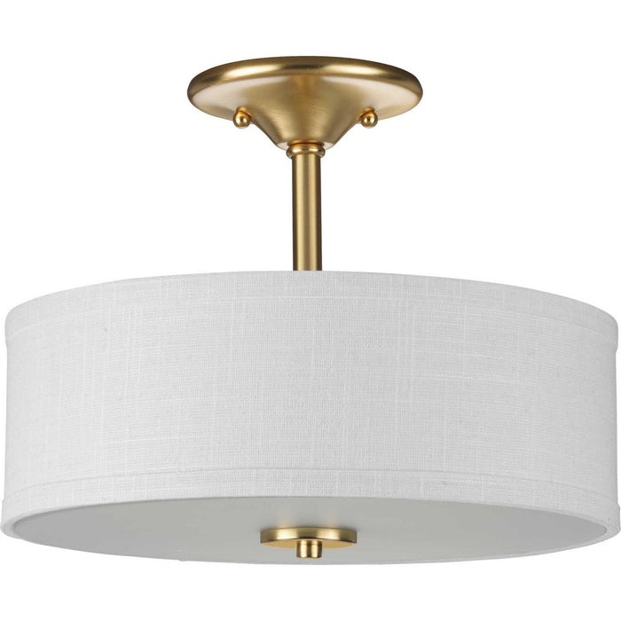 Progress Lighting P350129-012 Two Light Semi-Flush Mount, Satin Brass