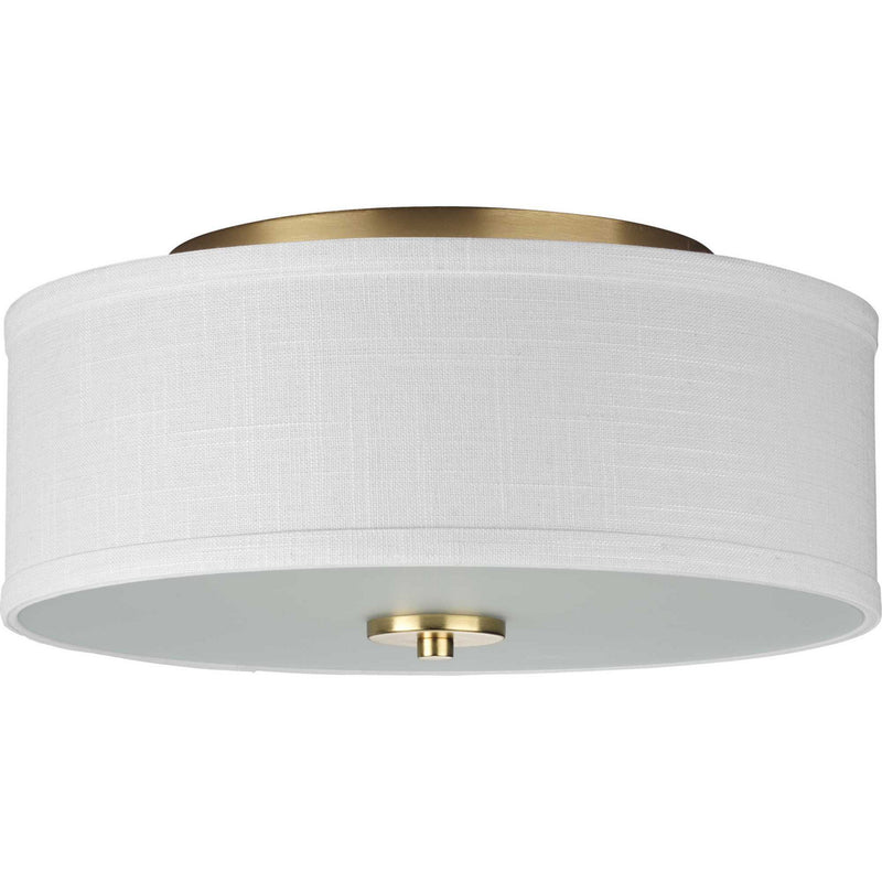 Progress Lighting P350130-012 Two Light Semi-Flush Mount, Satin Brass