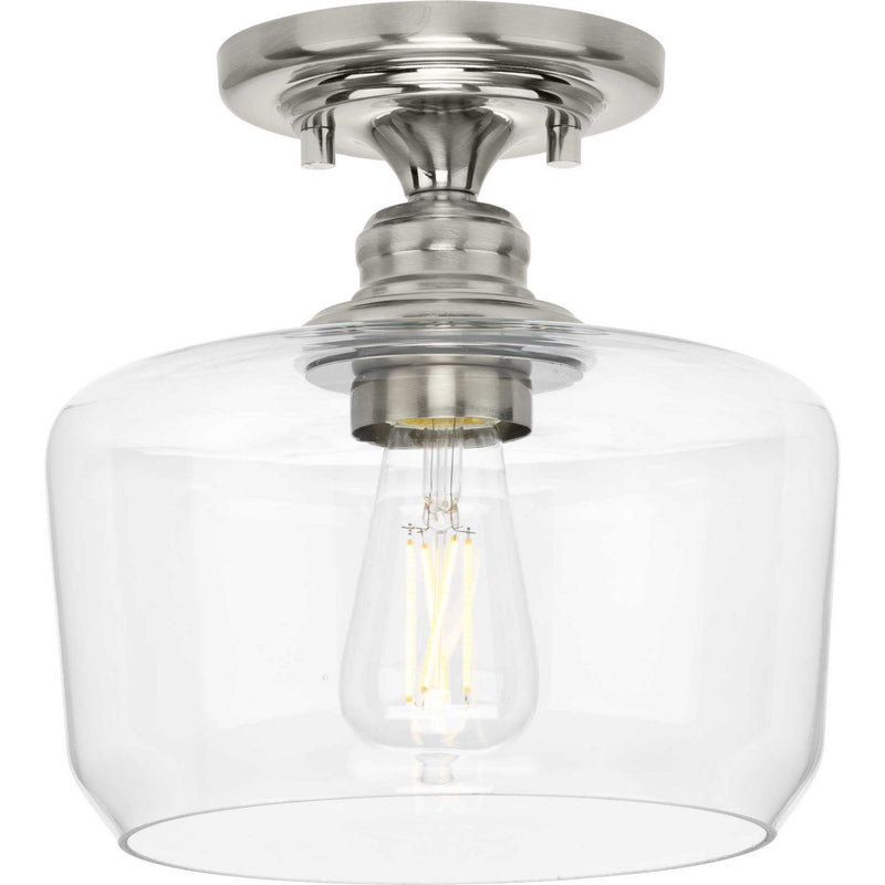 Progress Lighting P350214-009 One Light Flush Mount, Brushed Nickel