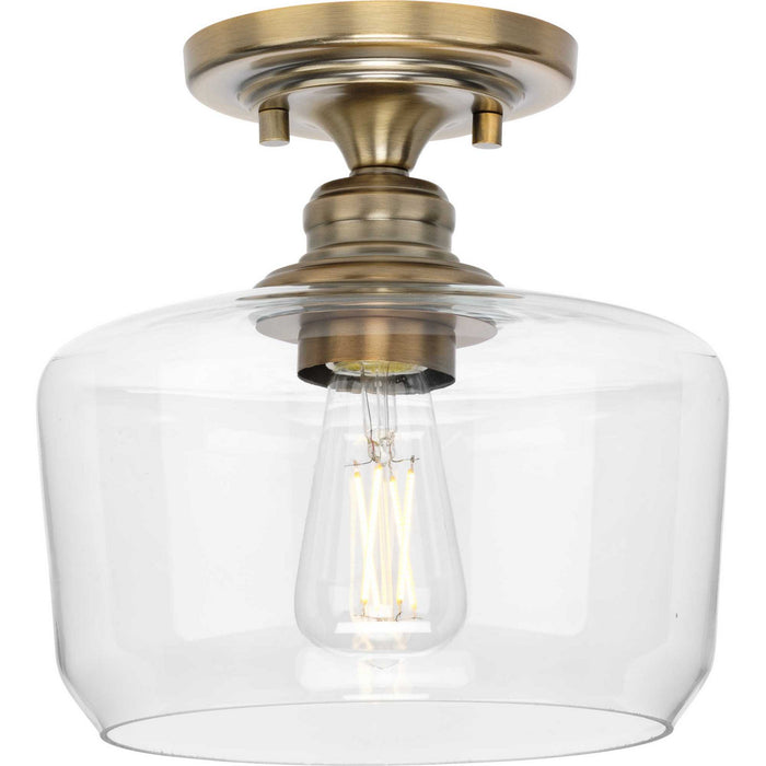 Progress Lighting P350214-163 One Light Flush Mount, Vintage Brass