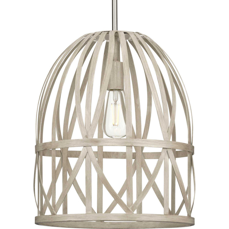 Progress Lighting P500343-185 One Light Pendant, Bleached Oak (Painted)