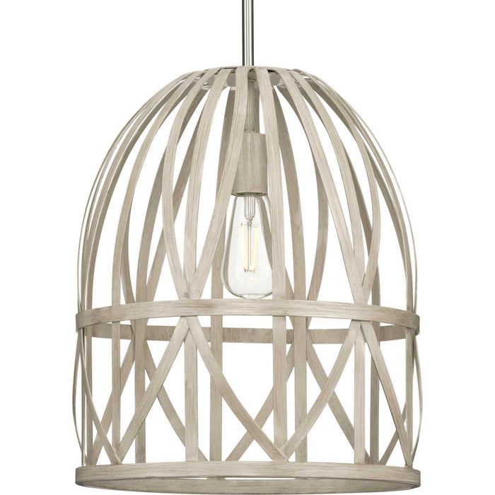Progress Lighting P500343-185 One Light Pendant, Bleached Oak (Painted)