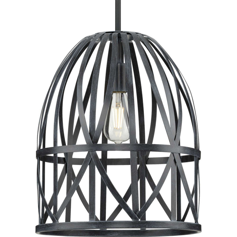 Progress Lighting P500343-187 One Light Pendant, Cerused Black Oak
