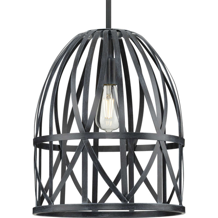 Progress Lighting P500343-187 One Light Pendant, Cerused Black Oak