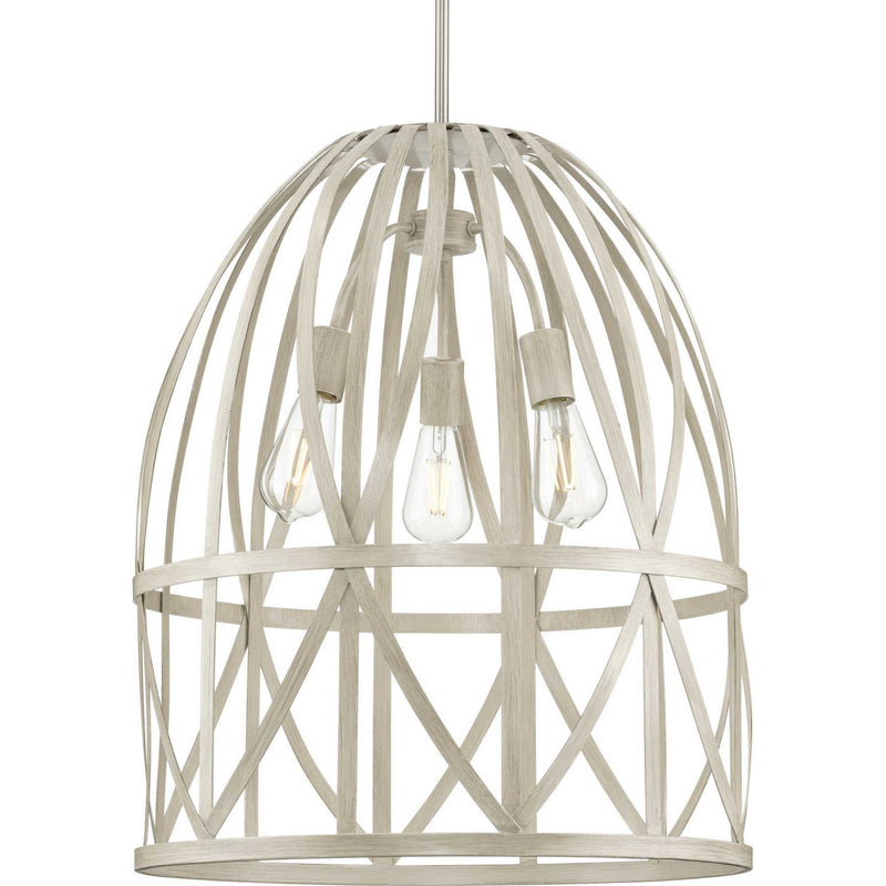Progress Lighting P500344-185 Three Light Pendant, Bleached Oak (Painted)