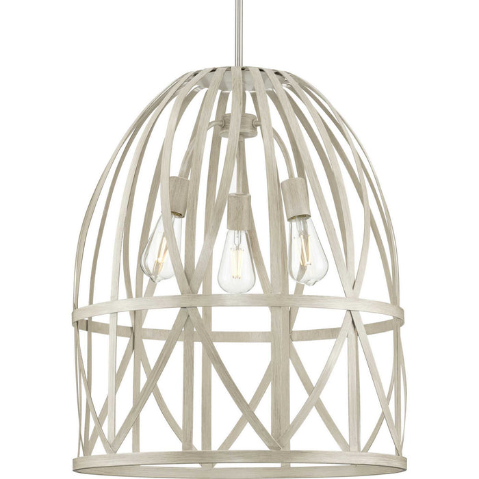 Progress Lighting P500344-185 Three Light Pendant, Bleached Oak (Painted)