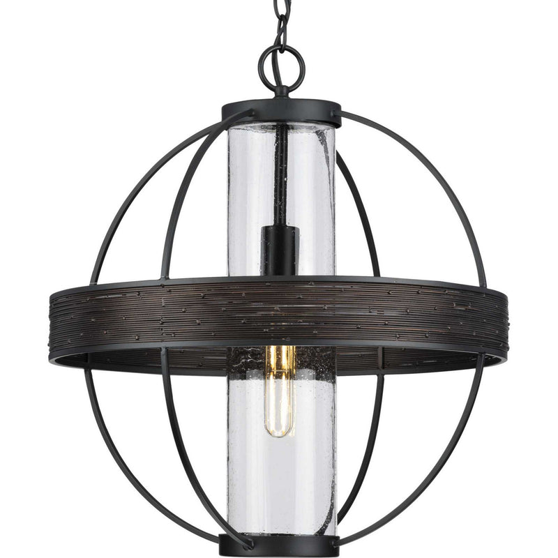 Progress Lighting P550111-31M One Light Outdoor Pendant, Matte Black