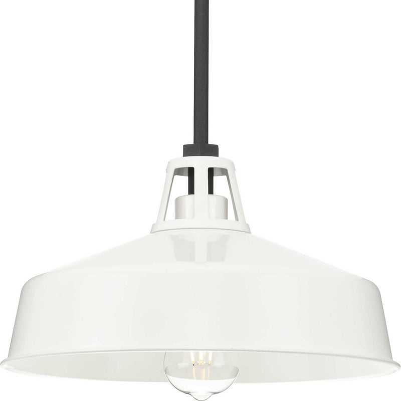 Progress Lighting P550116-030 One Light Outdoor Pendant, White