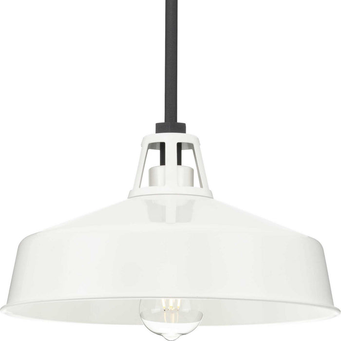 Progress Lighting P550116-030 One Light Outdoor Pendant, White