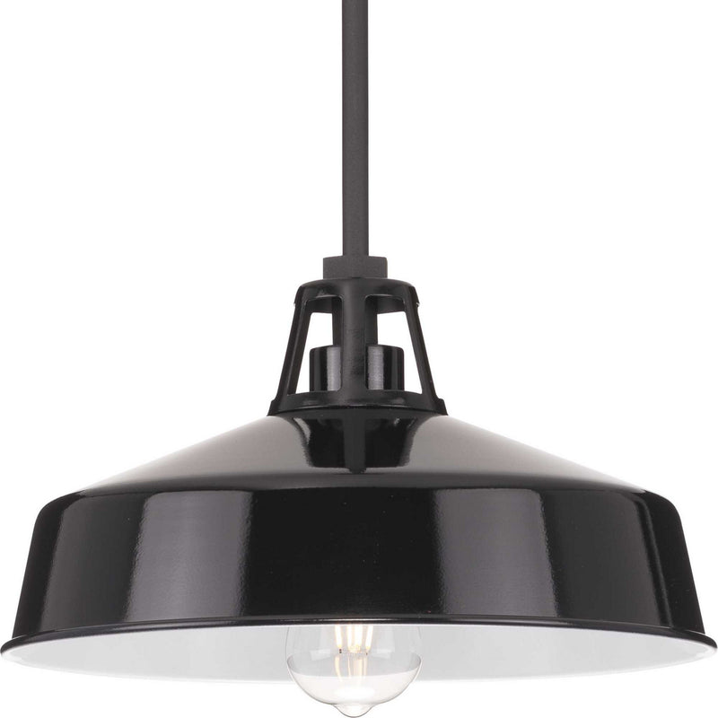 Progress Lighting P550116-031 One Light Outdoor Pendant, Black