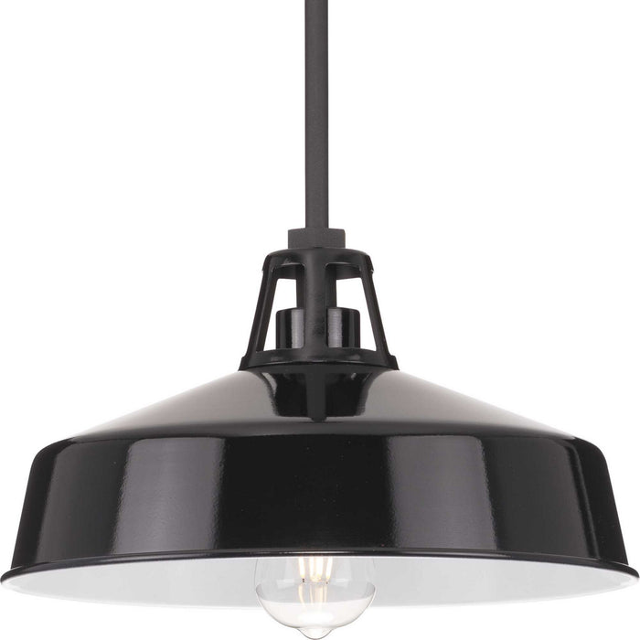 Progress Lighting P550116-031 One Light Outdoor Pendant, Black