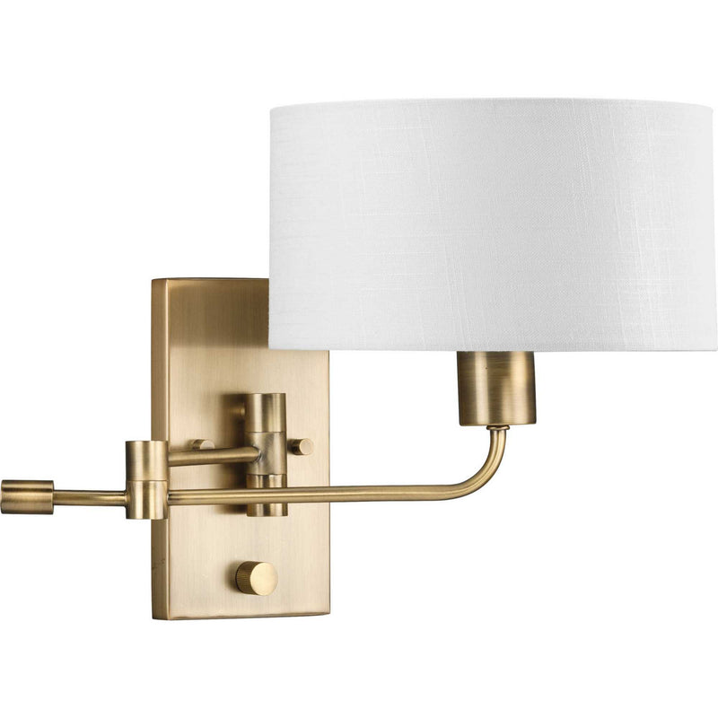 Progress Lighting P710104-163 One Light Wall Bracket, Vintage Brass