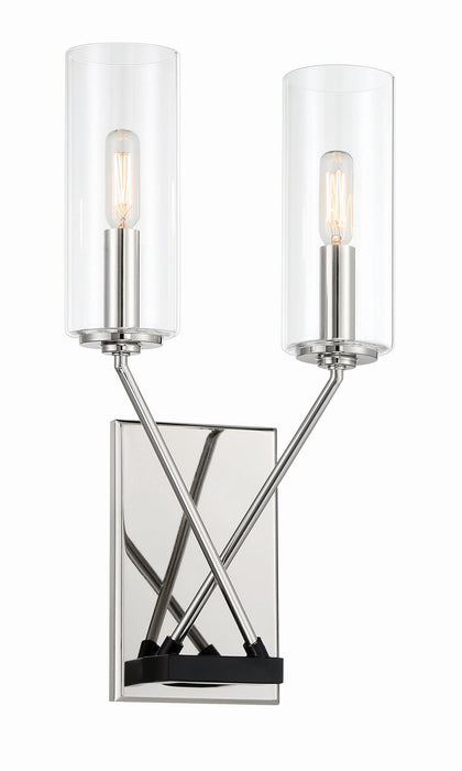 Minka-Lavery 2492-572 Two Light Wall Sconce, Coal W/Polished Nickel Highlig