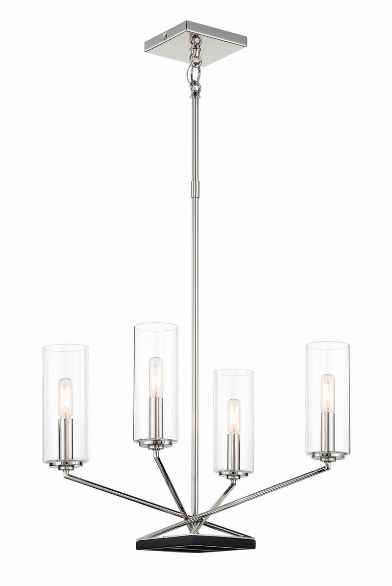 Minka-Lavery 2494-572 Four Light Chandelier, Coal W/Polished Nickel Highlig