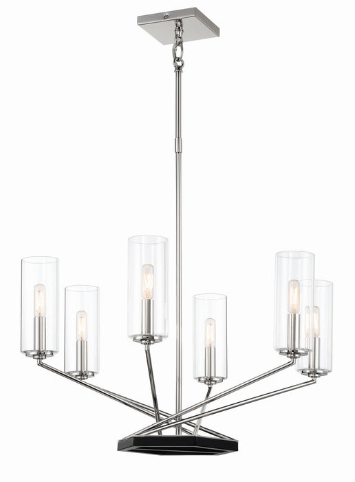 Minka-Lavery 2495-572 Six Light Chandelier, Coal W/Polished Nickel Highlig