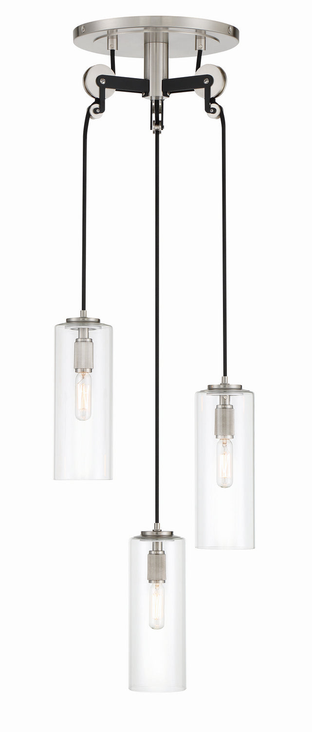 Minka-Lavery 2897-691 Three Light Pendant, Coal With Brushed Nickel