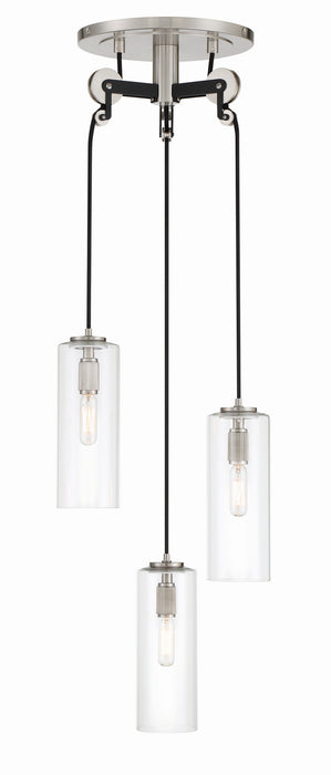 Minka-Lavery 2897-691 Three Light Pendant, Coal With Brushed Nickel