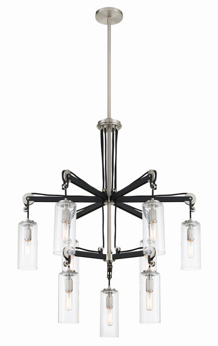 Minka-Lavery 2899-691 Nine Light Chandelier, Coal With Brushed Nickel