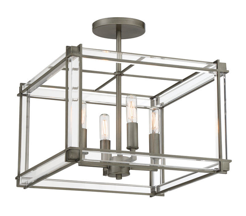 Minka-Lavery 3859-756 Four Light Semi Flush Mount, Antique Nickel (Painted)