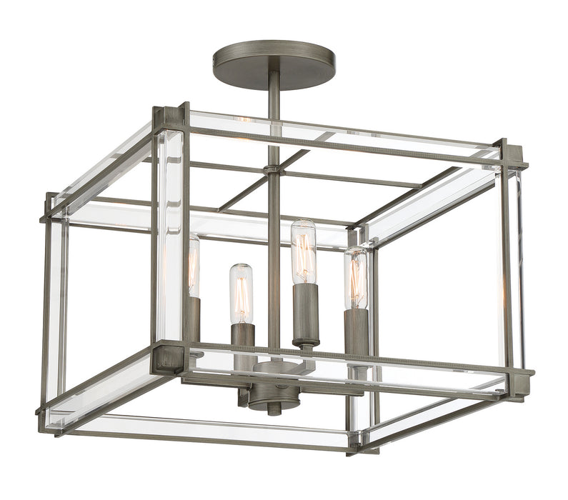 Minka-Lavery 3859-756 Four Light Semi Flush Mount, Antique Nickel (Painted)