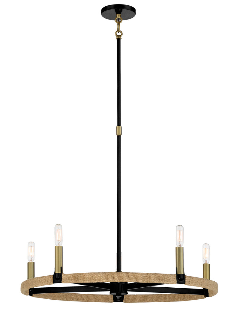 Minka-Lavery 3865-726 Five Light Chandelier, Coal And Soft Brass