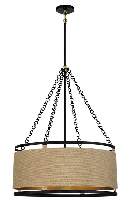 Minka-Lavery 3866-726 Six Light Pendant, Coal And Soft Brass