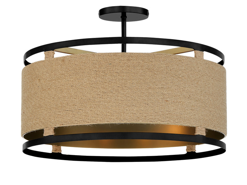 Minka-Lavery 3869-726 Four Light Semi Flush Mount, Coal And Soft Brass