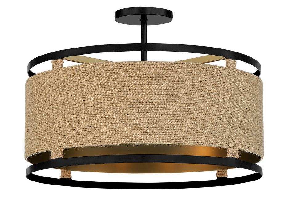 Minka-Lavery 3869-726 Four Light Semi Flush Mount, Coal And Soft Brass