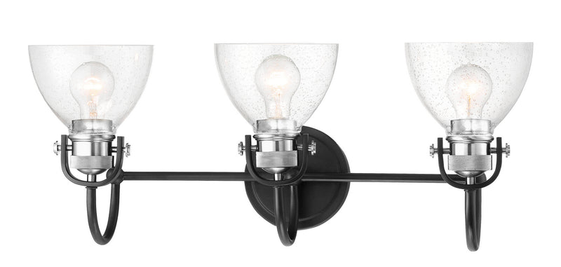 Minka-Lavery 3363-572 Three Light Bath, Coal W/Polished Nickel Highlig