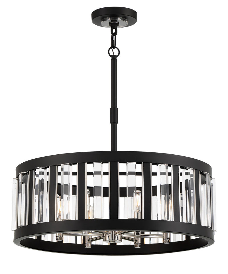 Minka-Lavery 5495-729 Six Light Pendant, Sand Coal And Polished Nickel