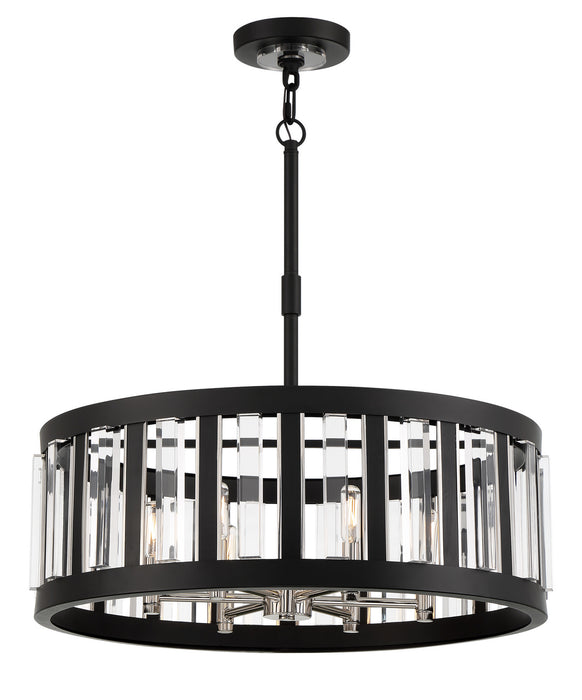 Minka-Lavery 5495-729 Six Light Pendant, Sand Coal And Polished Nickel