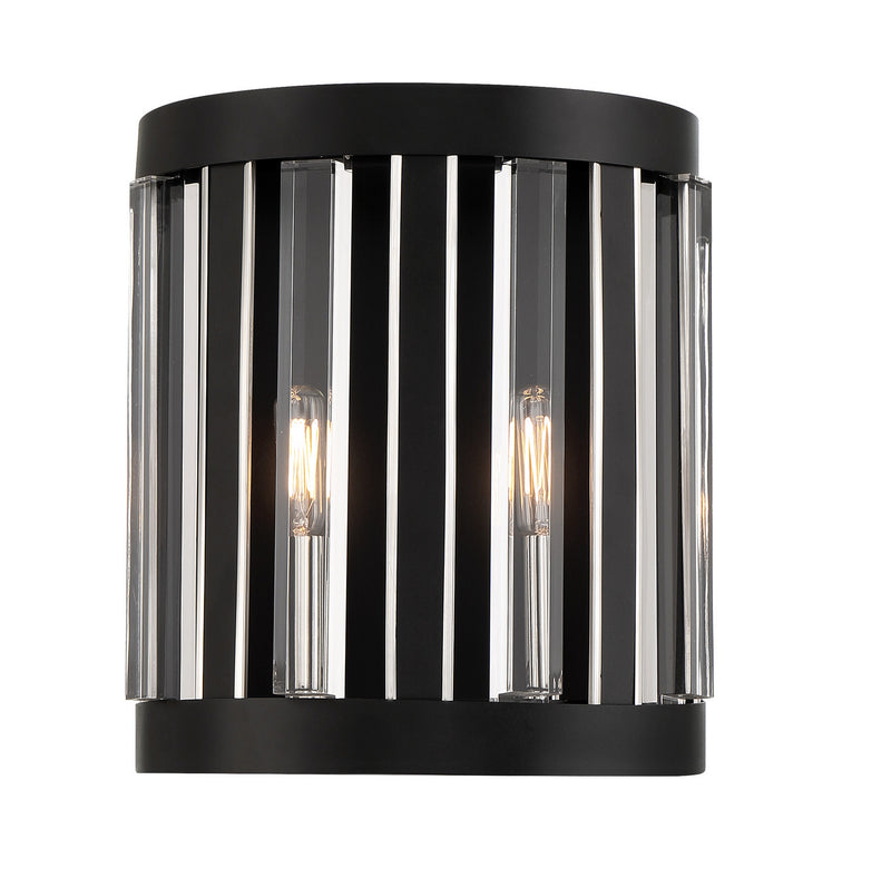 Minka-Lavery 5498-729 Two Light Wall Sconce, Sand Coal And Polished Nickel