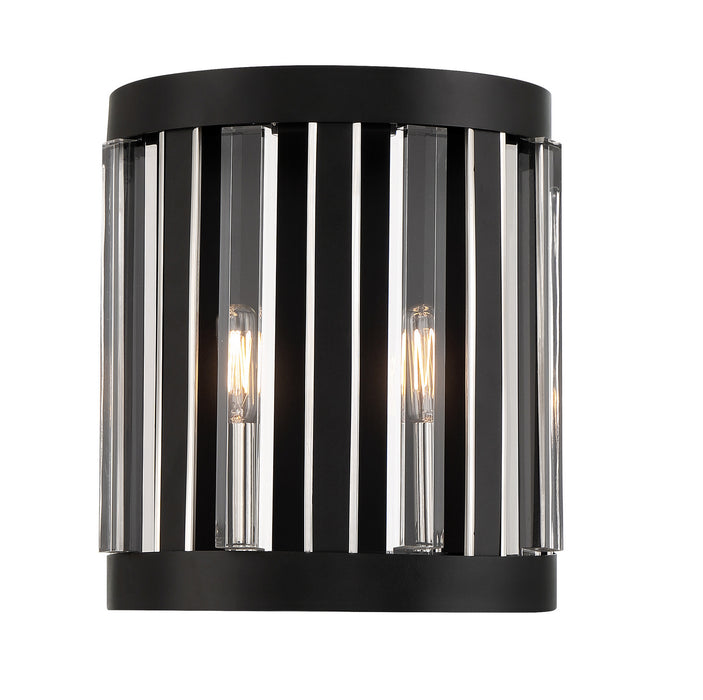 Minka-Lavery 5498-729 Two Light Wall Sconce, Sand Coal And Polished Nickel