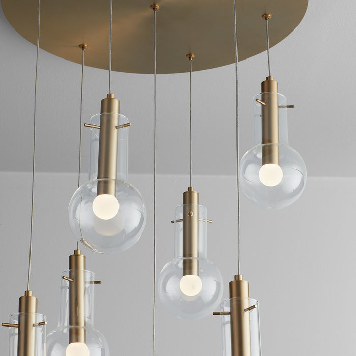 Oxygen 3-674-40 LED Pendant, Aged Brass