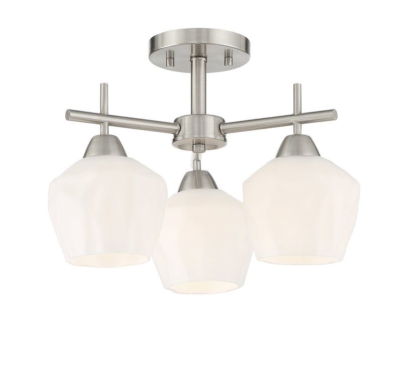 Minka-Lavery 2172-84 Three Light Semi Flush / Chandelier, Brushed Nickel