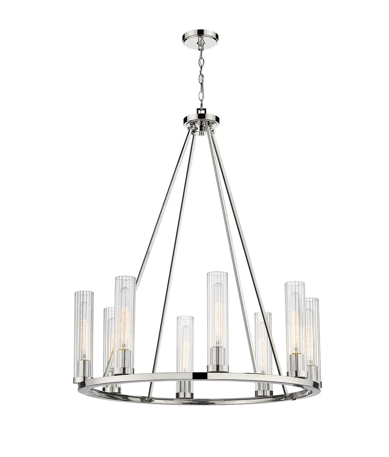 Z-Lite 3031-8PN Eight Light Chandelier, Polished Nickel