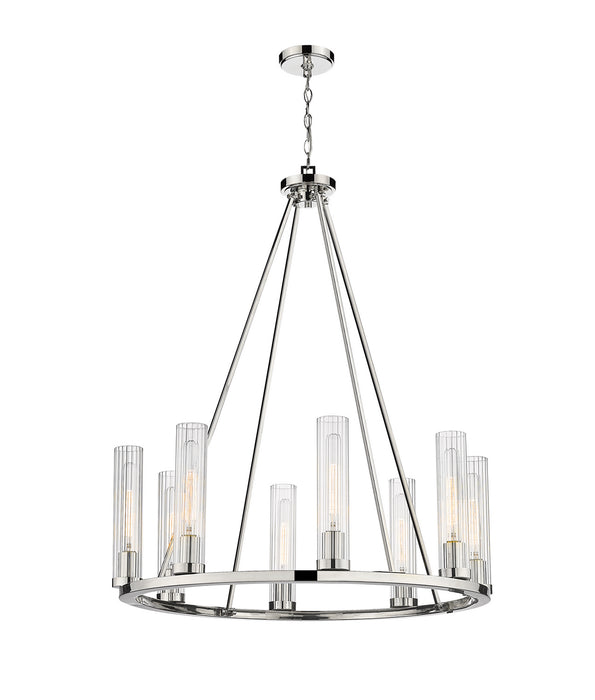 Z-Lite 3031-8PN Eight Light Chandelier, Polished Nickel