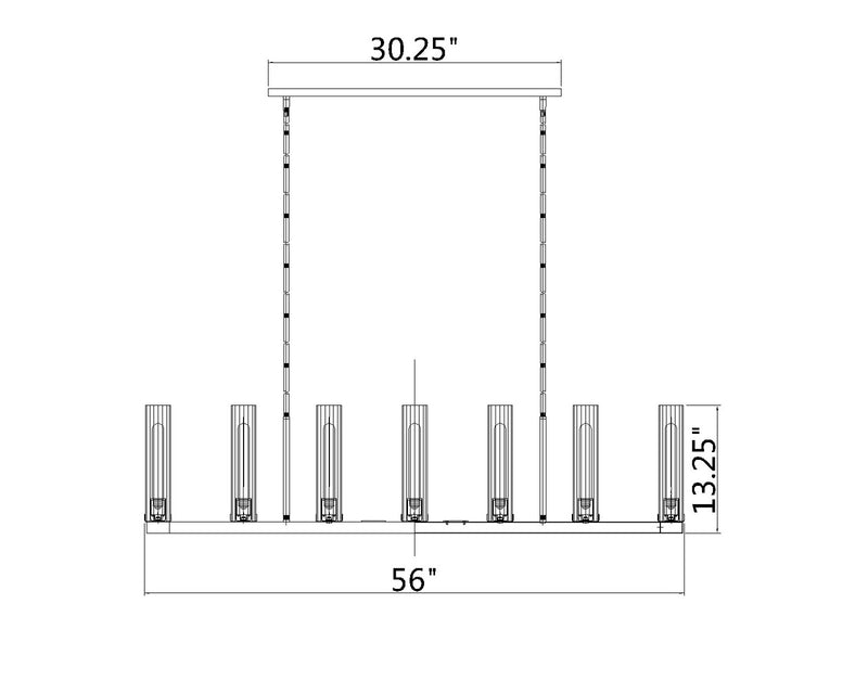 Z-Lite 3031-9L-PN Nine Light Linear Chandelier, Polished Nickel