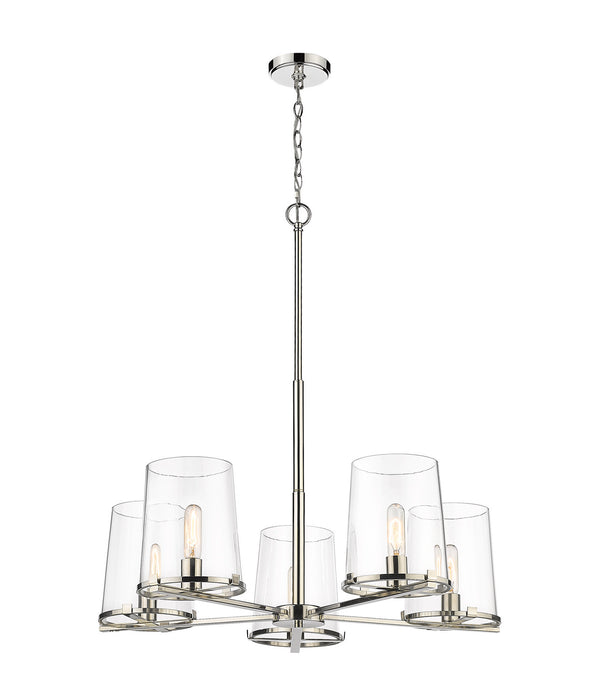 Z-Lite 3032-5PN Five Light Chandelier, Polished Nickel