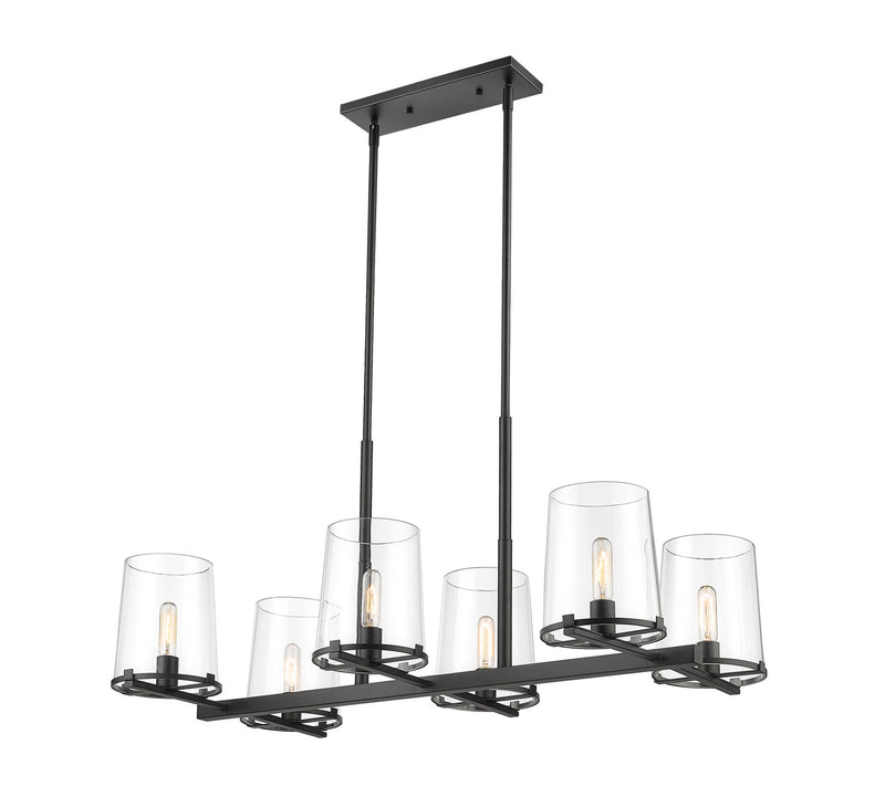 Z-Lite 3032-6L-MB Six Light Linear Chandelier, Matte Black