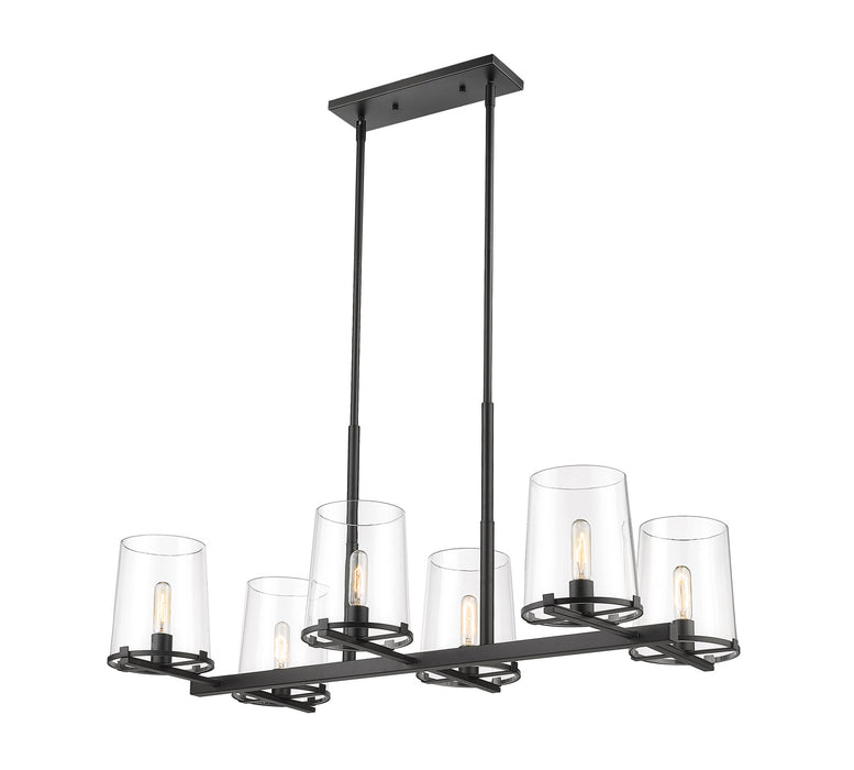 Z-Lite 3032-6L-MB Six Light Linear Chandelier, Matte Black