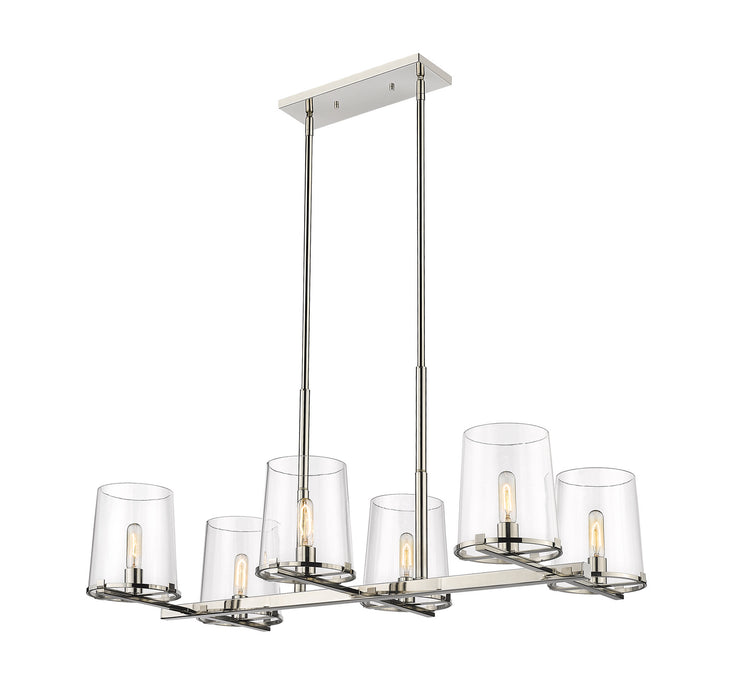 Z-Lite 3032-6L-PN Six Light Linear Chandelier, Polished Nickel