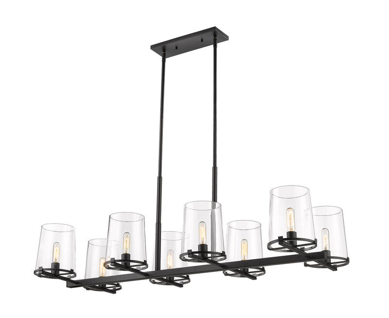 Z-Lite 3032-8L-MB Eight Light Linear Chandelier, Matte Black